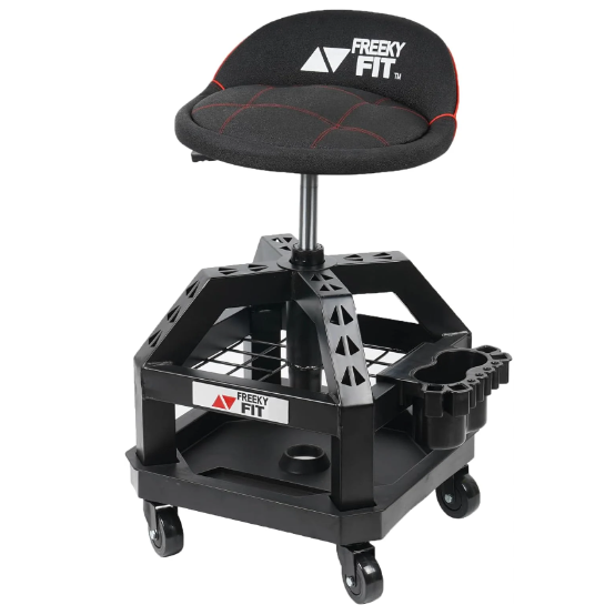 FreekyFit Rolling Shop Stool for Garage with Casters 330 LBS Capacity Padded Mechanic Stool