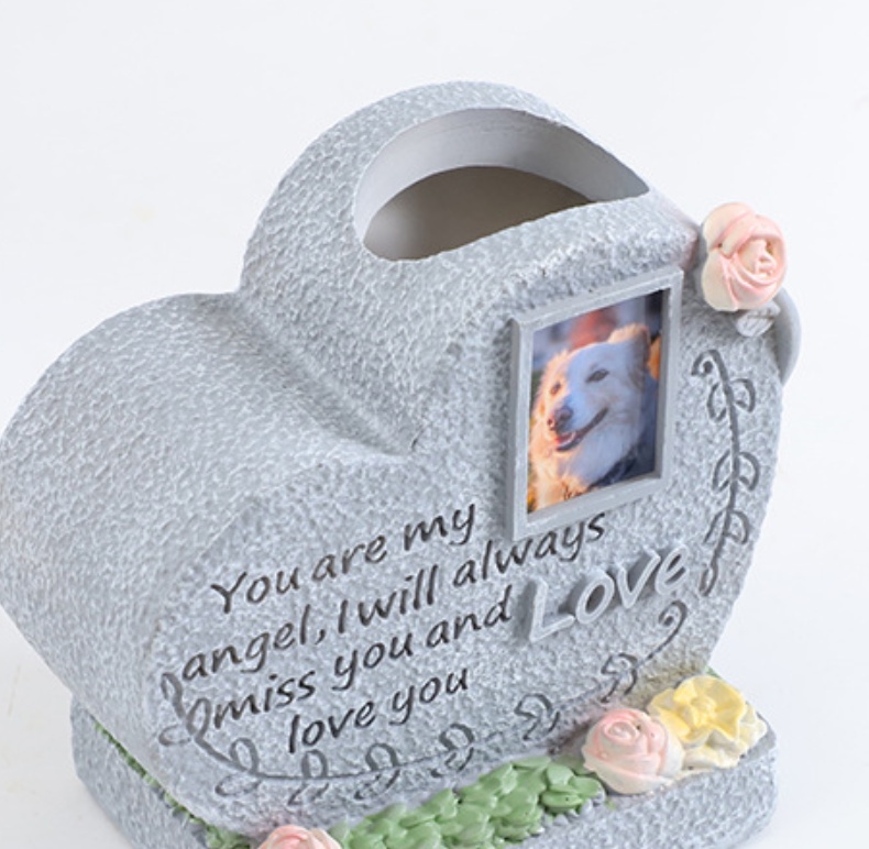 🐾 Pet Memorial Vase with Photo Frame – Resin Flower Holder for Indoor/Outdoor Garden