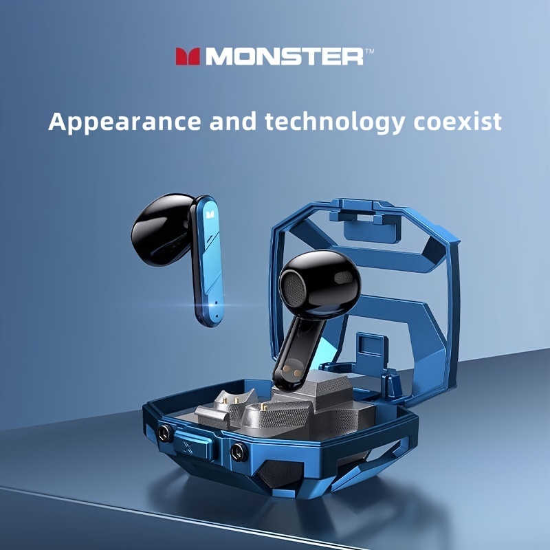 Monster XKT09 TWS Wireless Headphones High Quality Ultra Long Standby,Built-in Mic, Touch Control, USB Charging Case,  Long Hr Battery Earphones, Waterproof For Sport