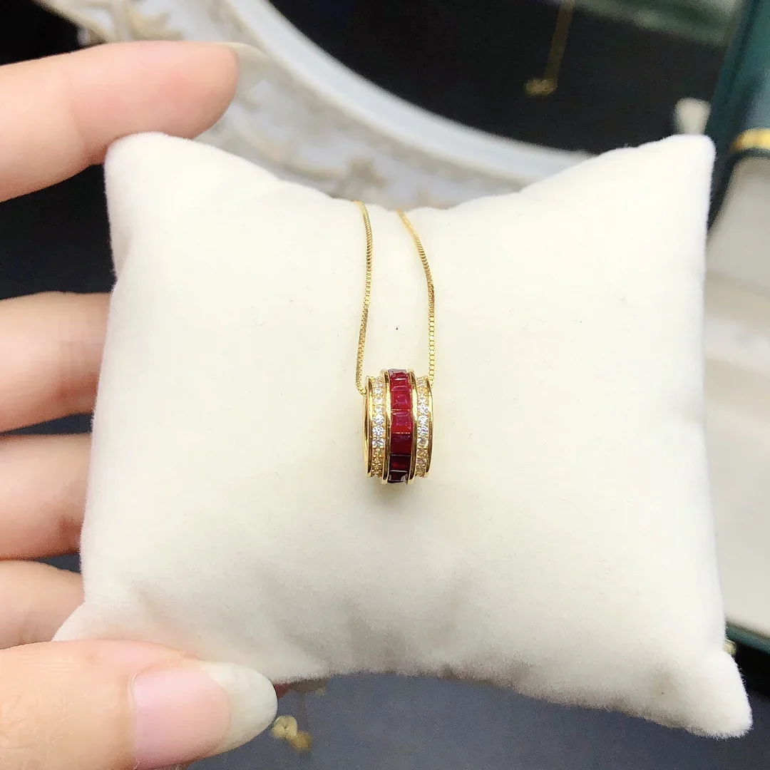S925 Sterling Silver Natural Ruby Fire Full Color Good Pendant Ladies Luxury Necklace Free Free Shipping Jewelry Certified