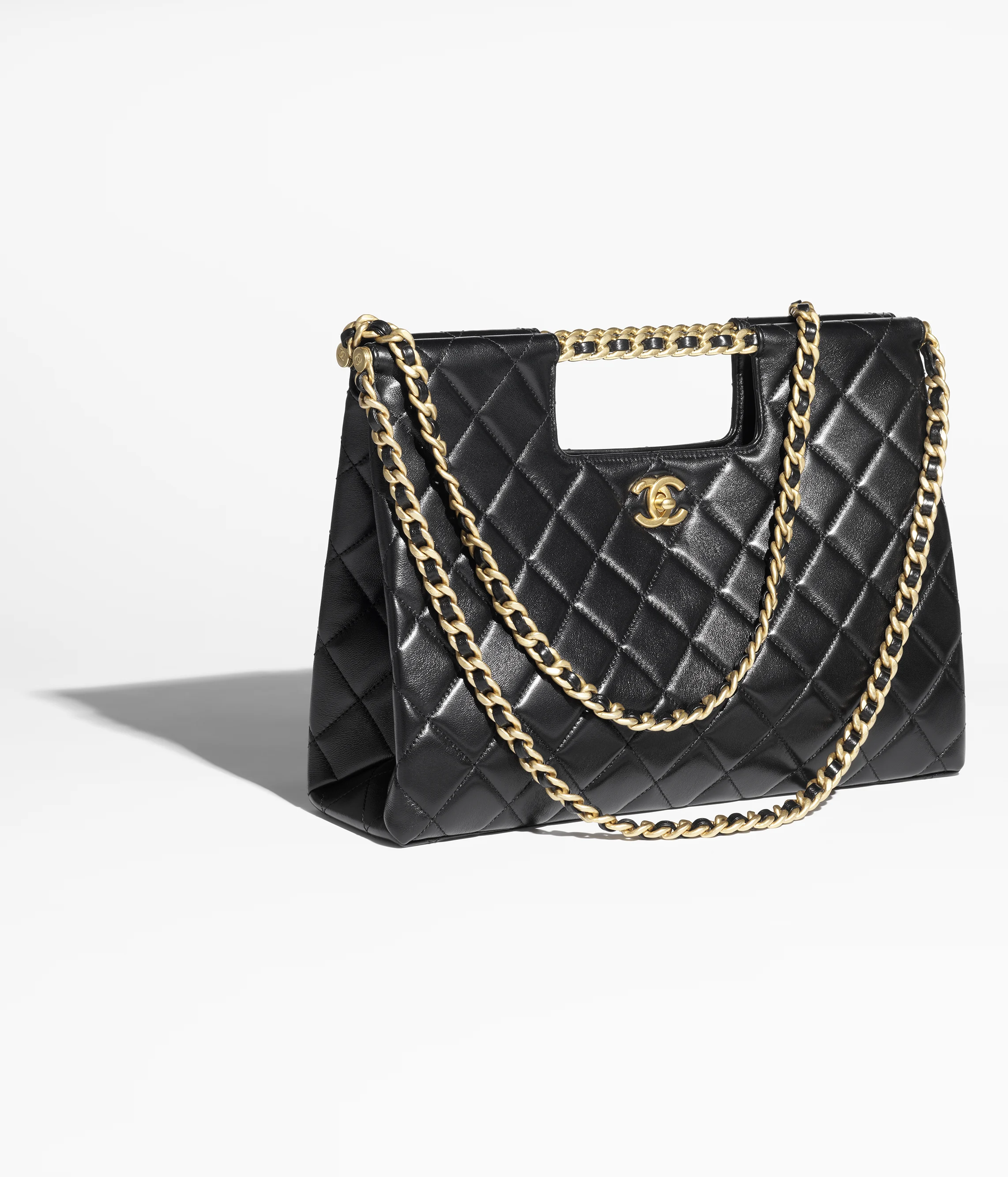 Chanel Shopping Bag Shiny Lambskin & Gold-Tone Metal Black AS5407-B20556-94305