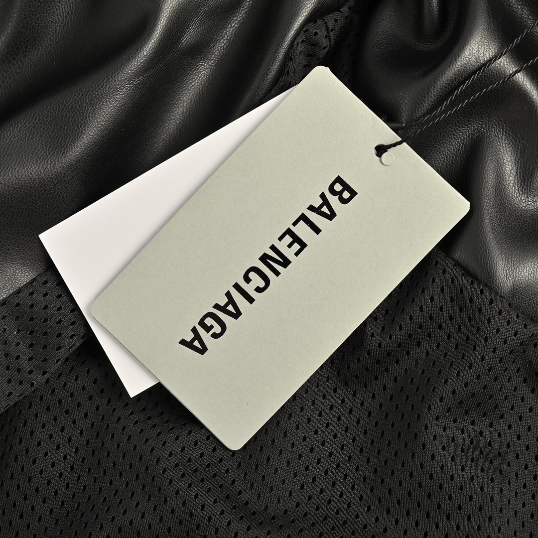 Balenciaga 24Fw embroidered leather stand collar jacket