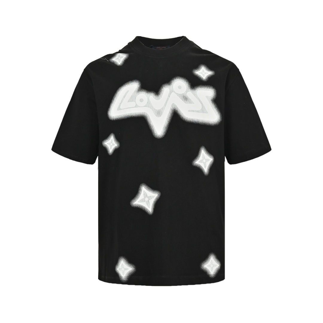 Louis Vuitton 23ss four-leaf clover ink print short sleeve