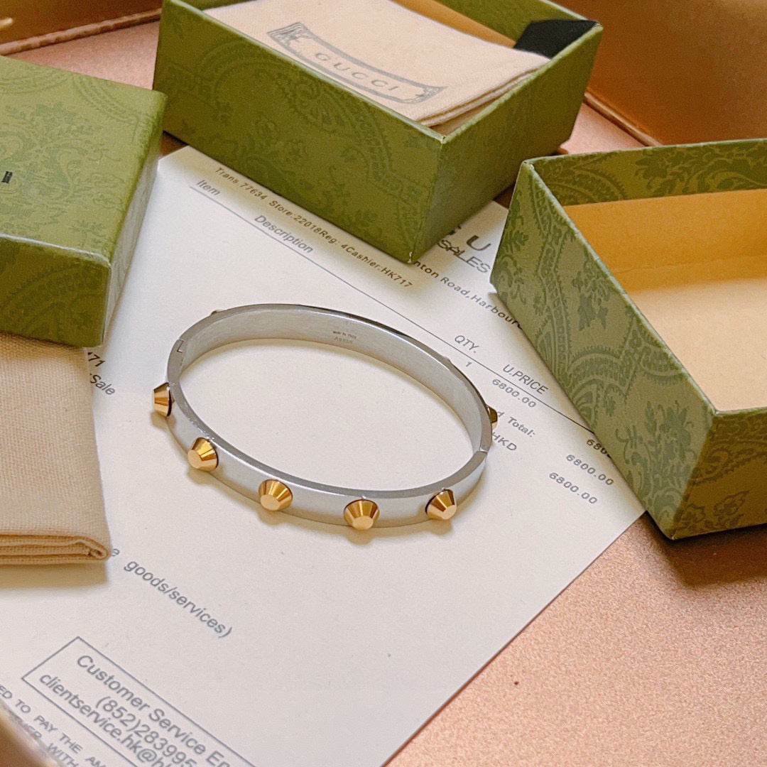 Gucci gold rivet silver bracelet