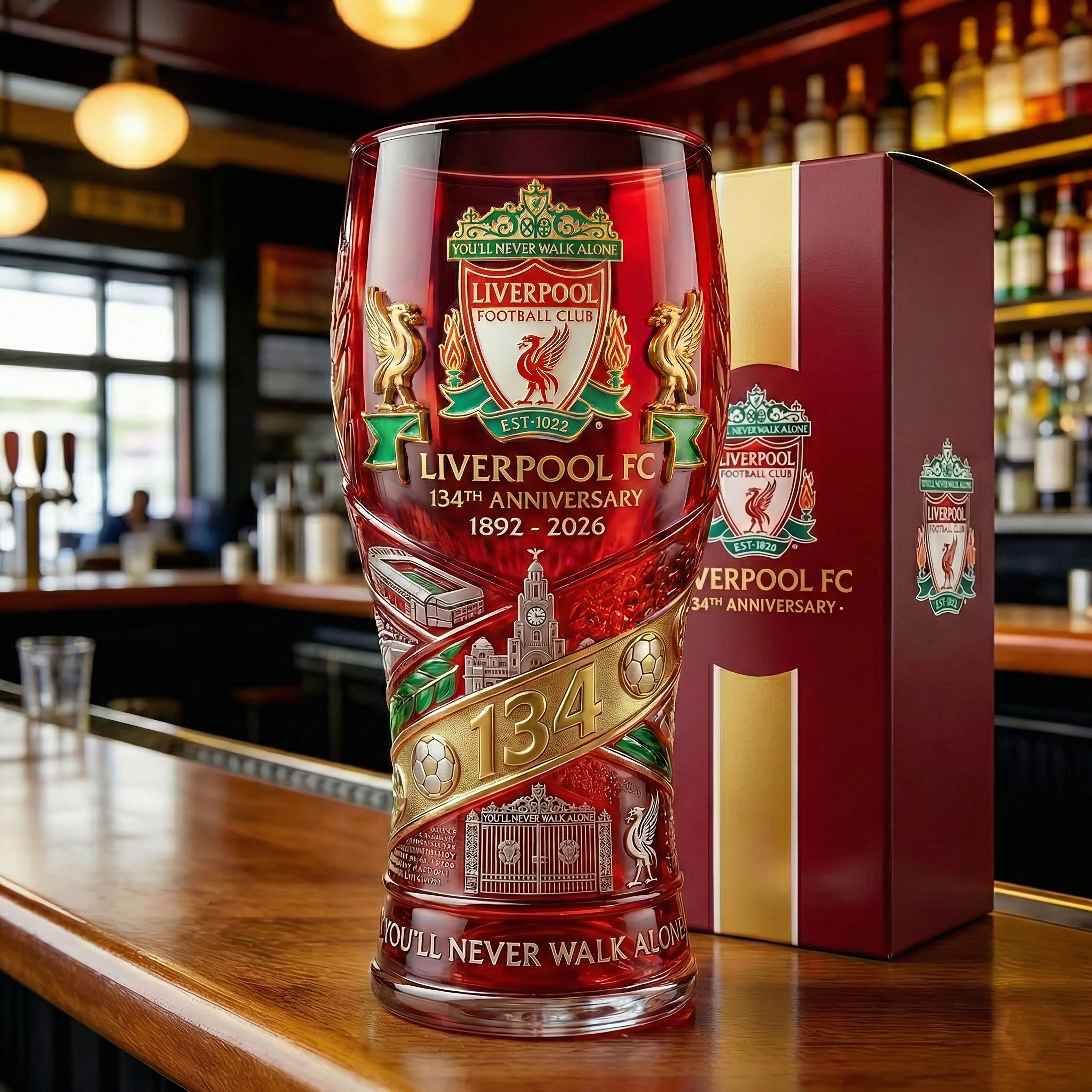 Liverpool Football Club 134th Anniversary Pint Glass