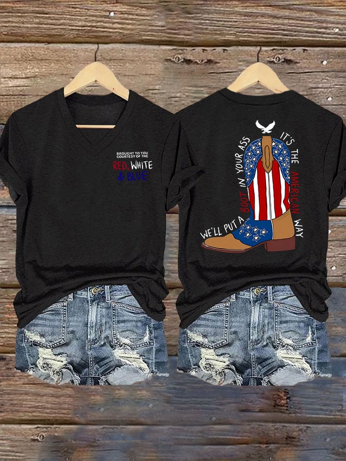 Women's Brought To You Courtesy Of The Red, White & Blue Print Casual T-Shirt