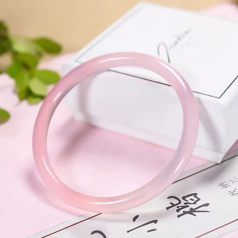 Brazil Pink Natural Jade Women's Bracelets Charm Jadeite 6mm Round Agate Bangle Elegant Fine Jewelry Accessories Ladies Gift