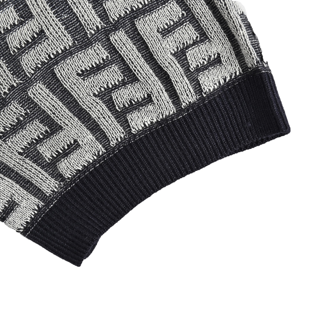 Fendi 24ss full print FF jacquard knitted Polo short sleeve
