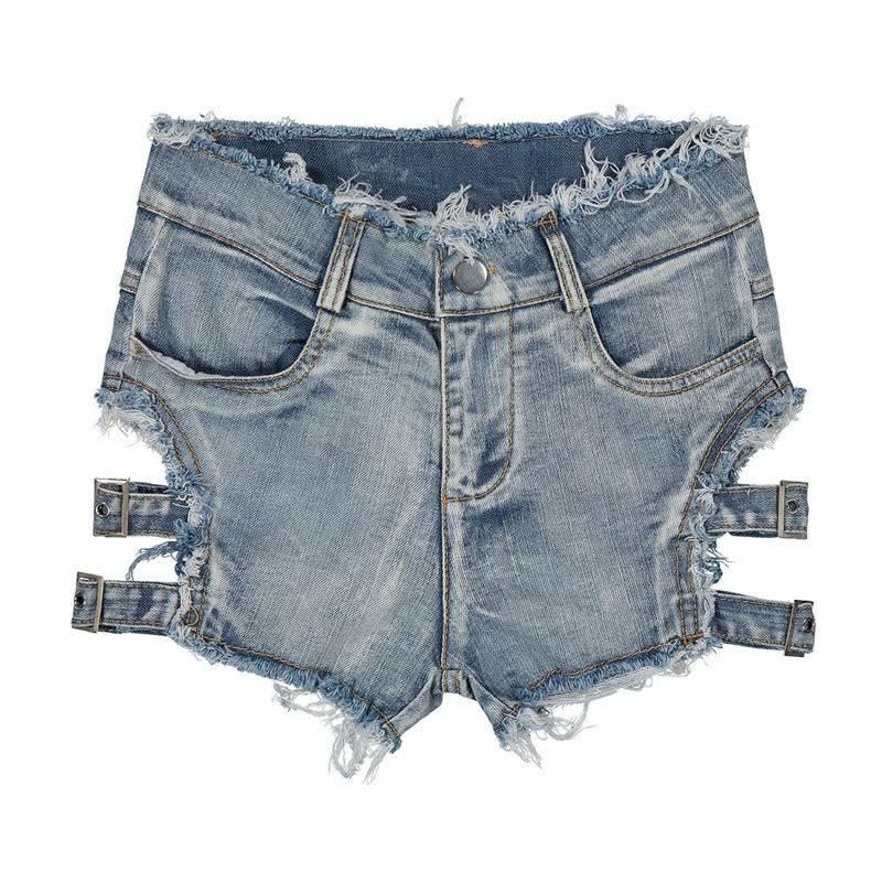Sexy High Waist Buckle Denim Shorts Lingerie