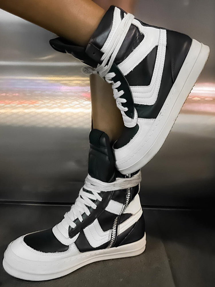 PU High-Top Contrast Sneakers