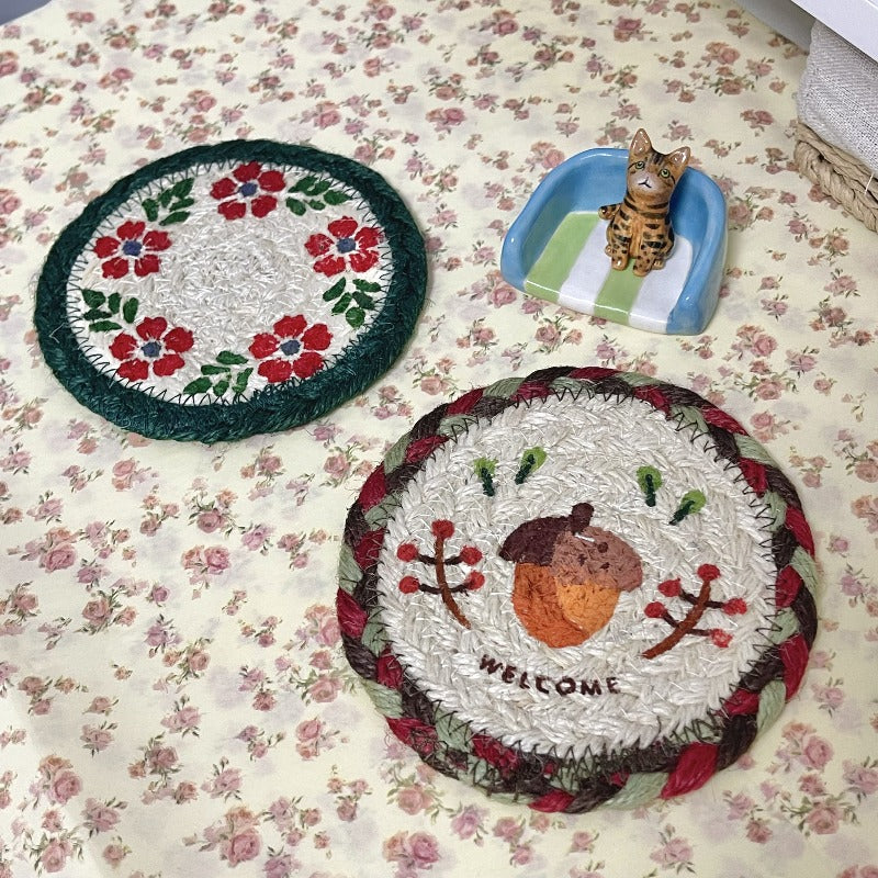 Vintant Handmade Braided Jute Round Coaster