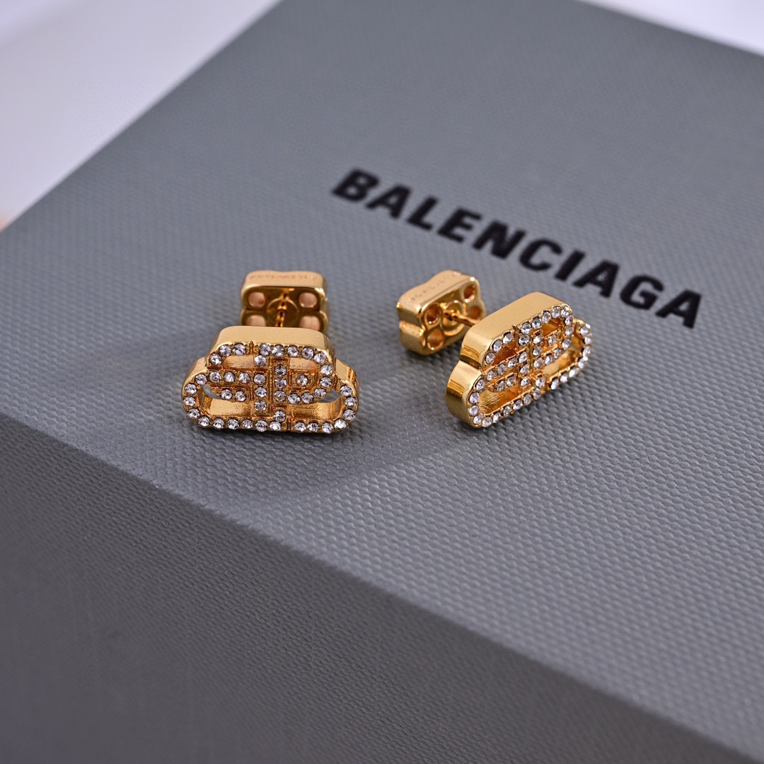 Balenciaga BB Diamond Stud Earrings