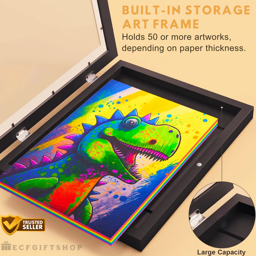 Kids Art Display Magnet Frame With Picture Lights-Fit for hold 50+ pcs A4 or less size artwork
