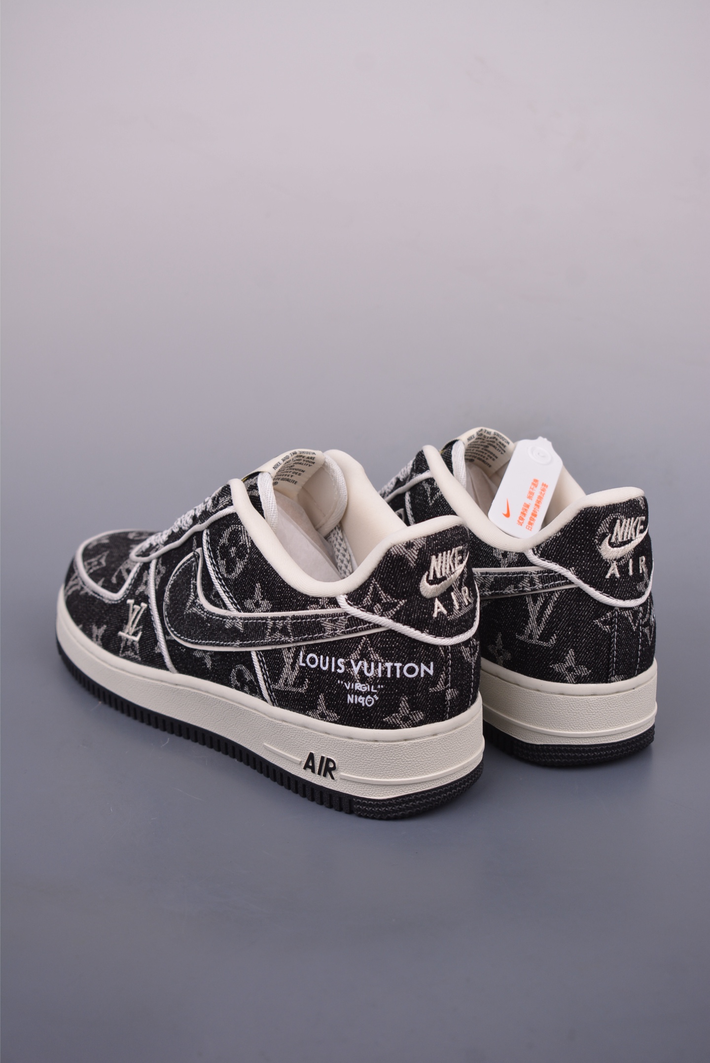 Louis Vuitton x Nike Air Force 1 07 LV8 Low Sneakers Denim Black Denim Print SC9207-531