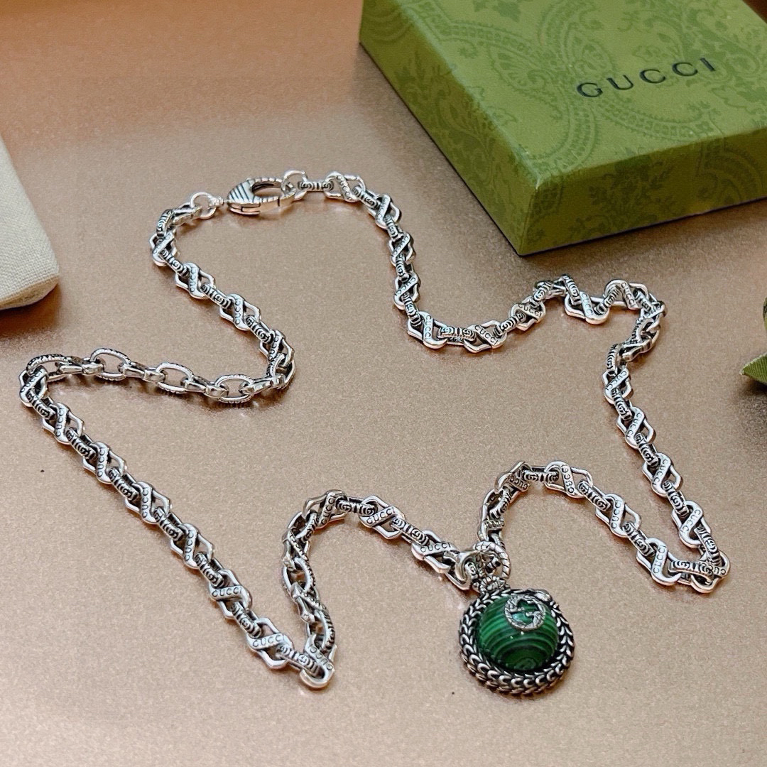 Gucci Anger Forest Series Green Planet Chain Necklace