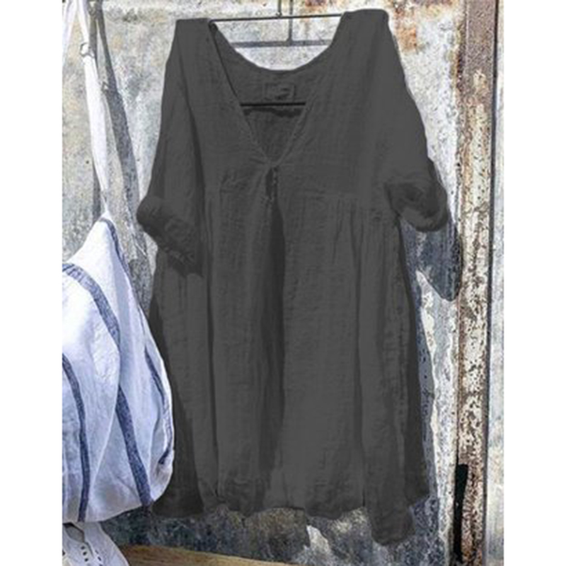 Casual Loose Solid Color Mini Dress