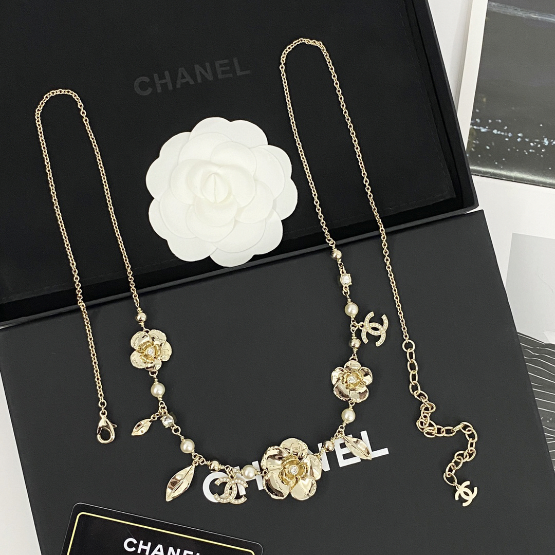 CHAN 24 multi-element camellia pearl waist necklace