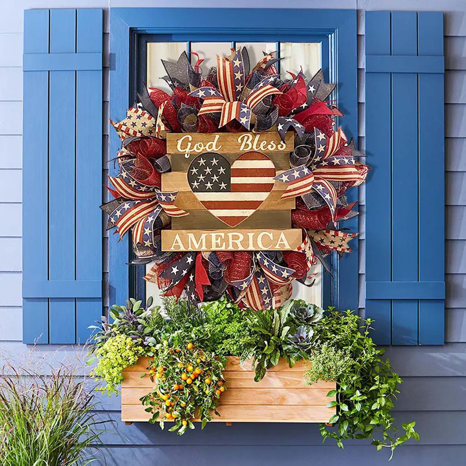 🔥Mother's Day Sale-[SAVE 50% OFF]-- 45CM/18 Inch Handmade God Bless America Wreath,New summer patriotic Independence Day wreath