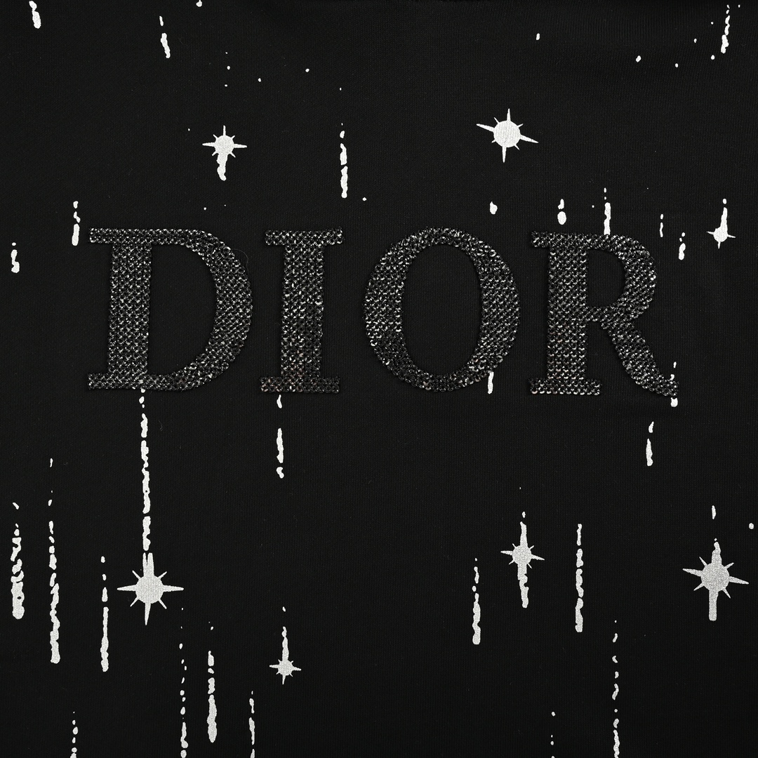 Dior 24Fw shooting star embroidered lettering hooded sweatshirt