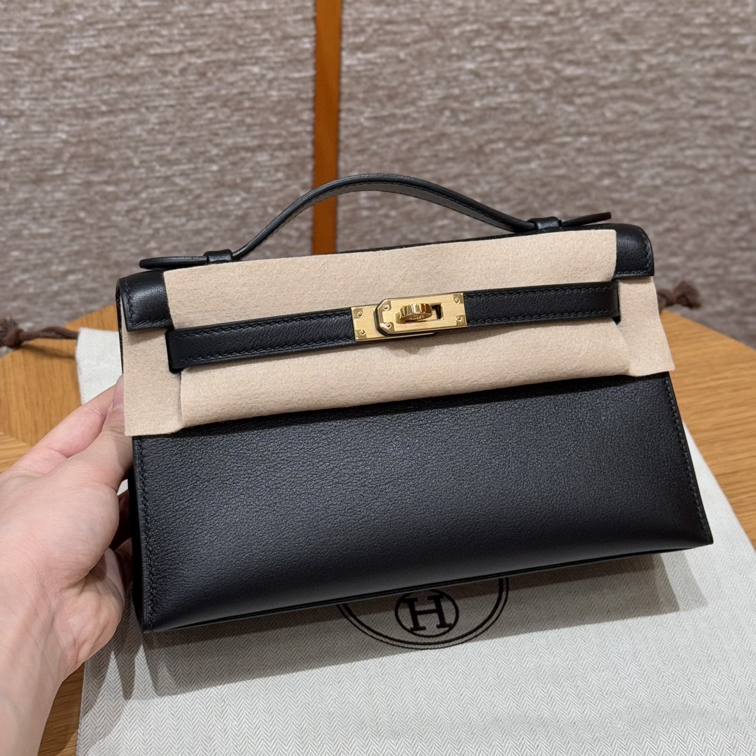 Hermès Kelly Pochette 89Noir Handbag (Handmade to Order)