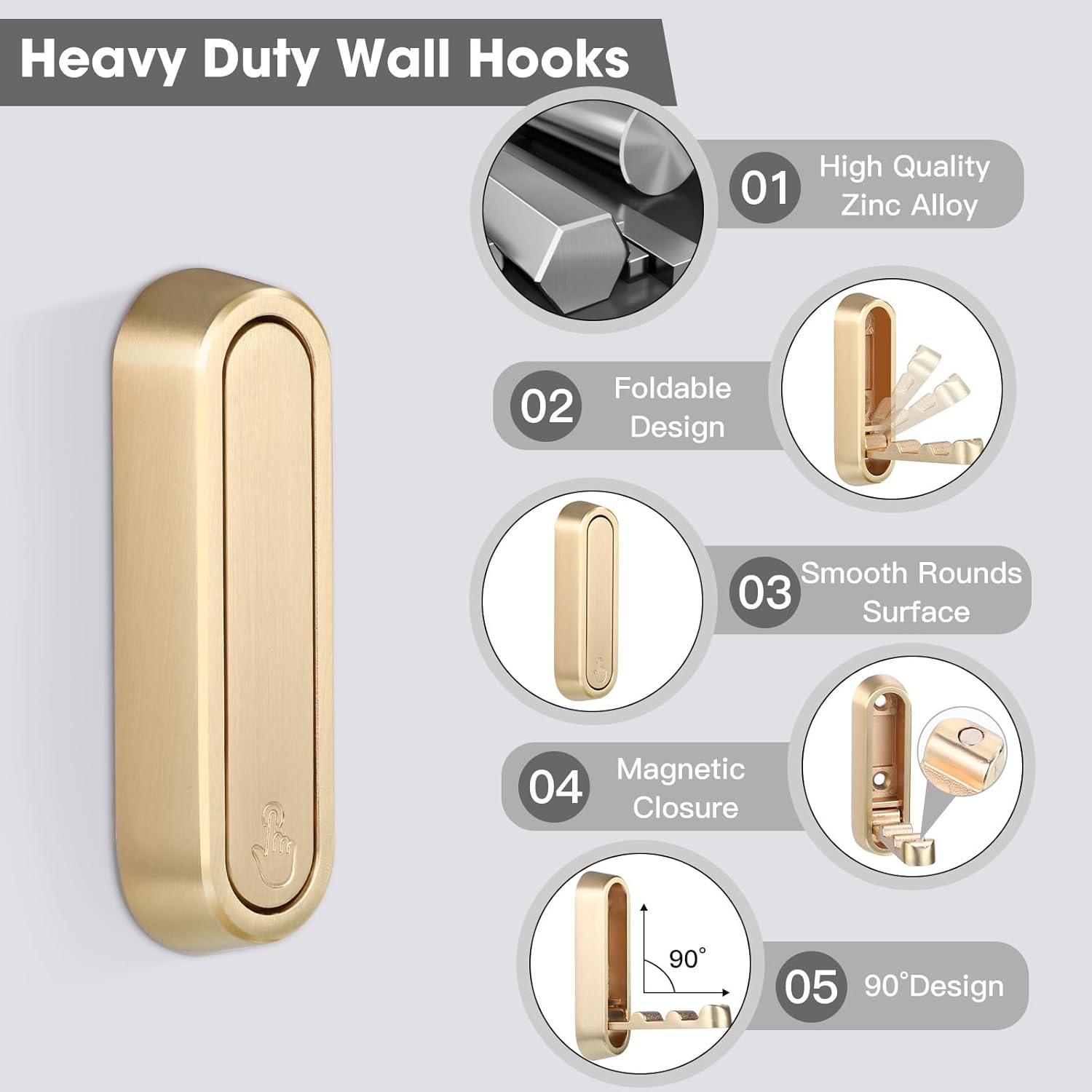 🔥2025 ON SALE🔥Set of 2 Pack - Heavy Duty Foldable Hook With Screws and Strong Self-Adhesive Adhesive (No Drilling)