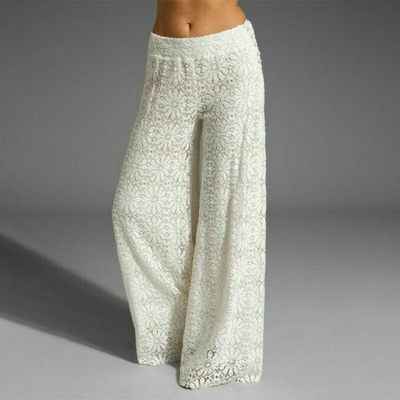 Floral Lace Flowy Wide Leg Pants