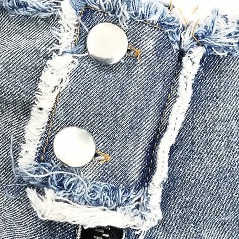 Sexy Zipper Hollow Out Denim Shorts Lingerie