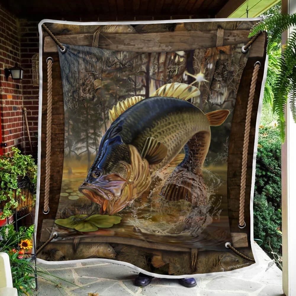 Largemouth Bass Fishing Sofa Throw Blanket