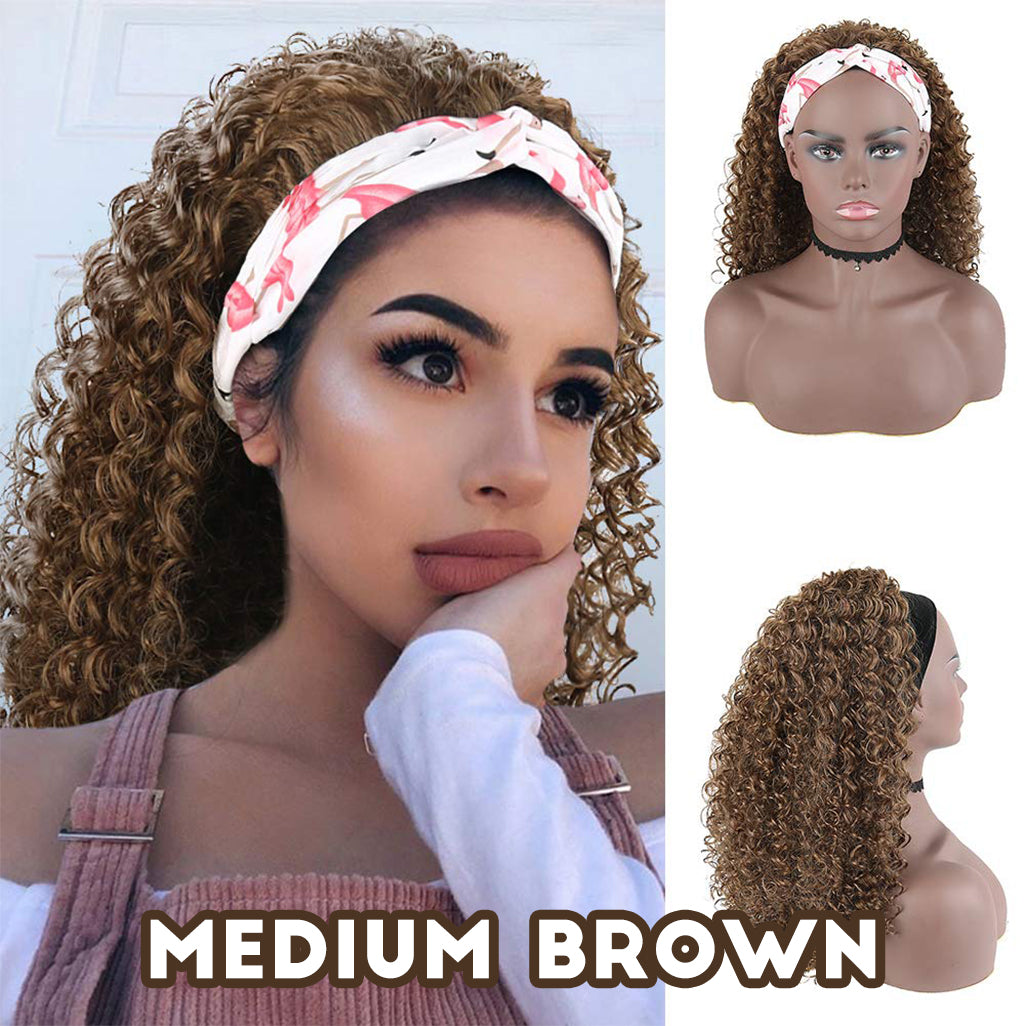 Natural Curly Handmade Hair Headband Wig | Free Random Style Headband