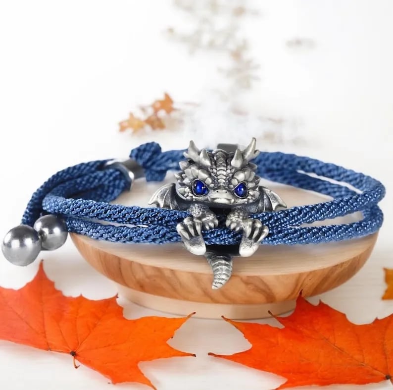 🔥Last day 69% OFF - 🐲🎁Cute Silver Dragon Bracelet