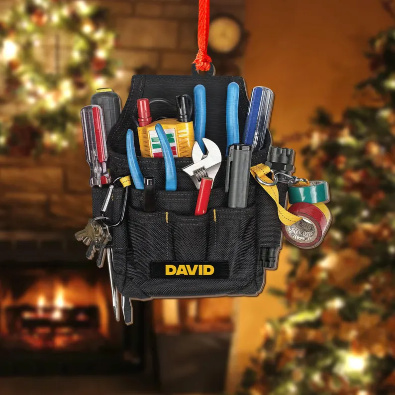 Personalized Electrician Tool Bag Christmas Ornament