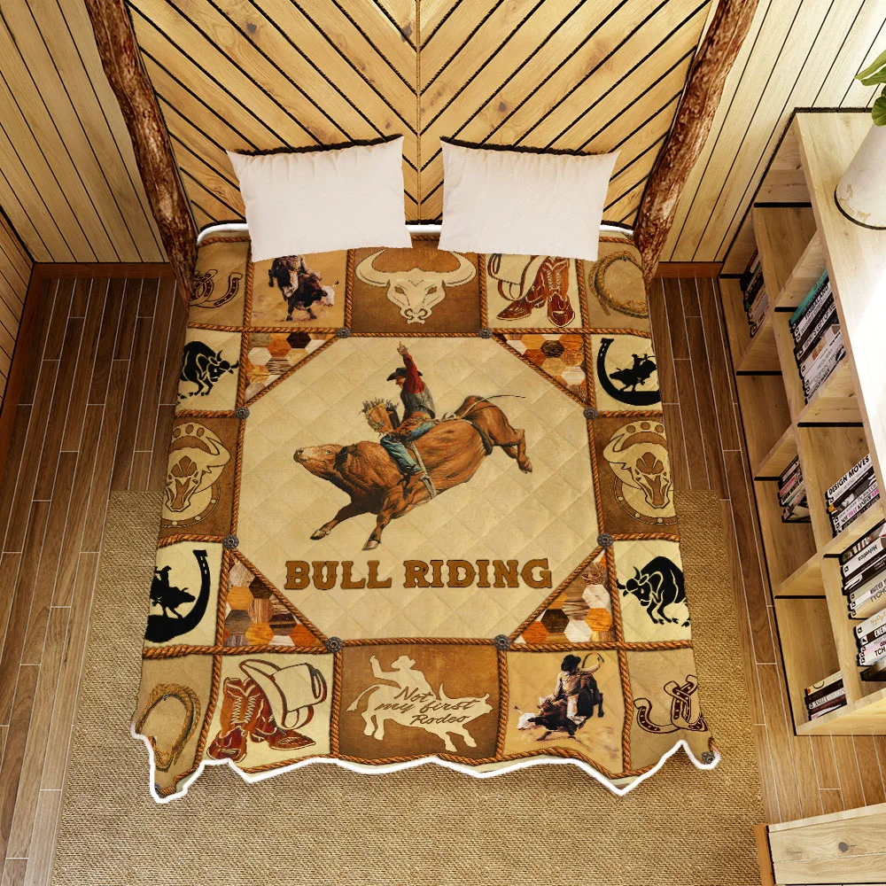 Bull Riding Quilt Blanket