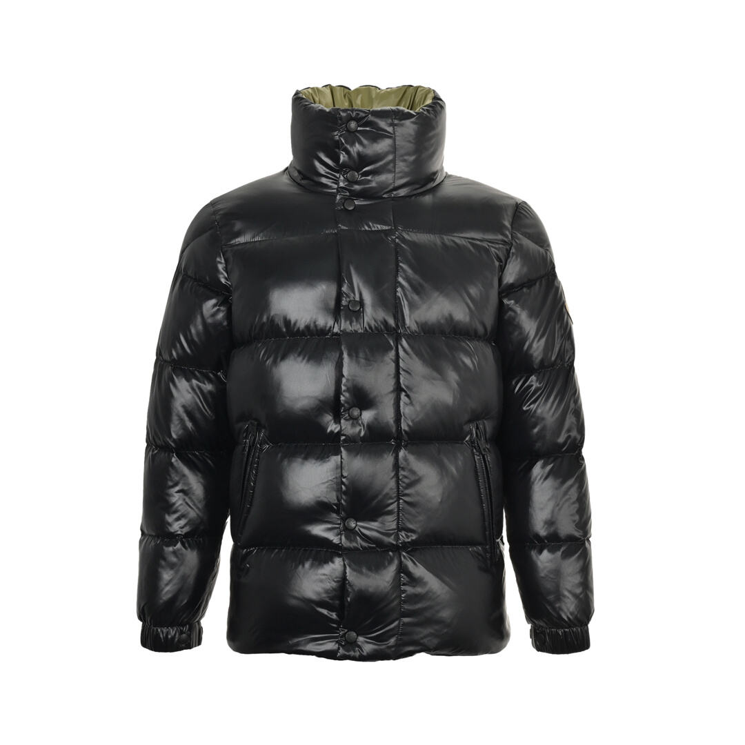 Moncler stand collar large arm logo down jacket