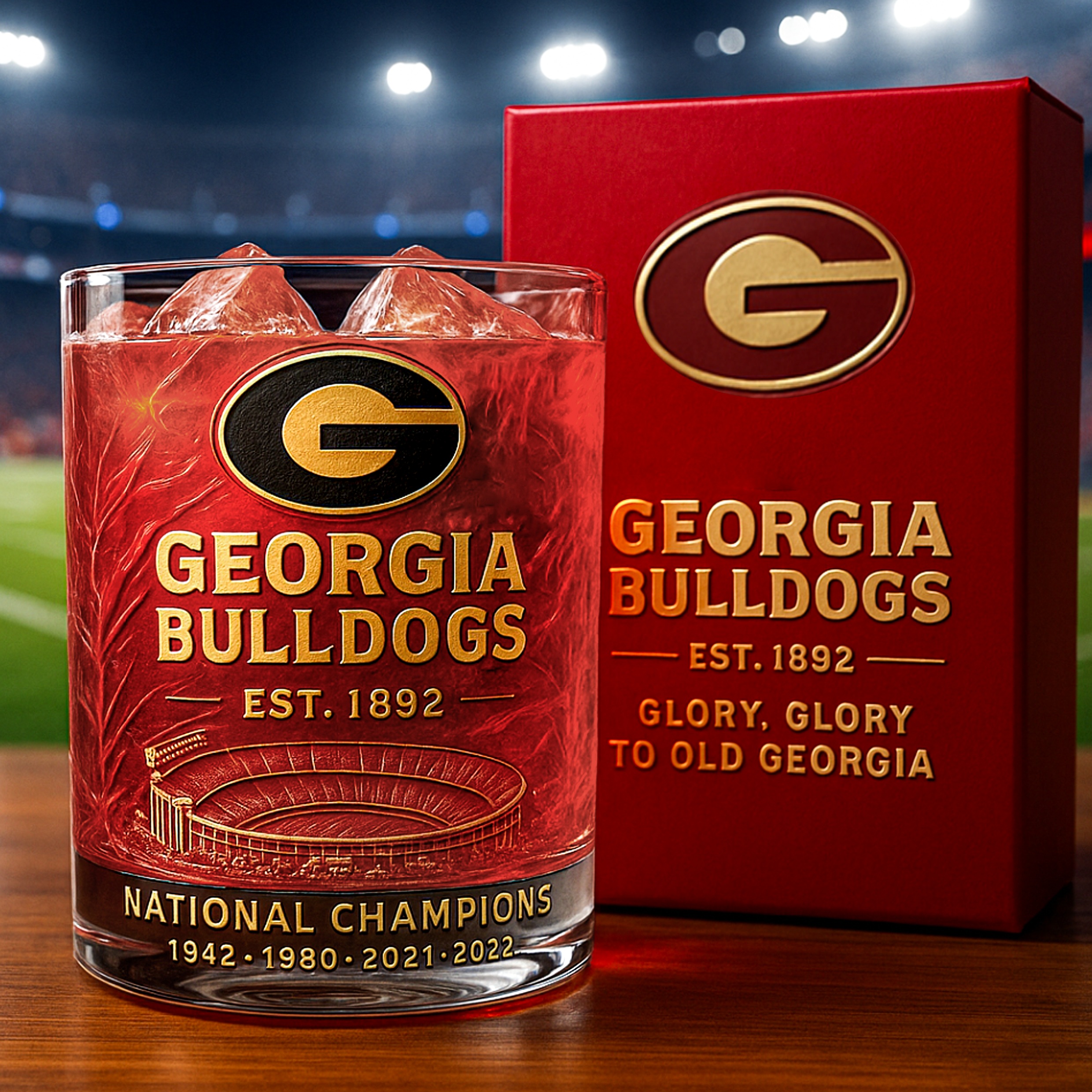 Georgia Bulldogs National Champions Whiskey Glass
