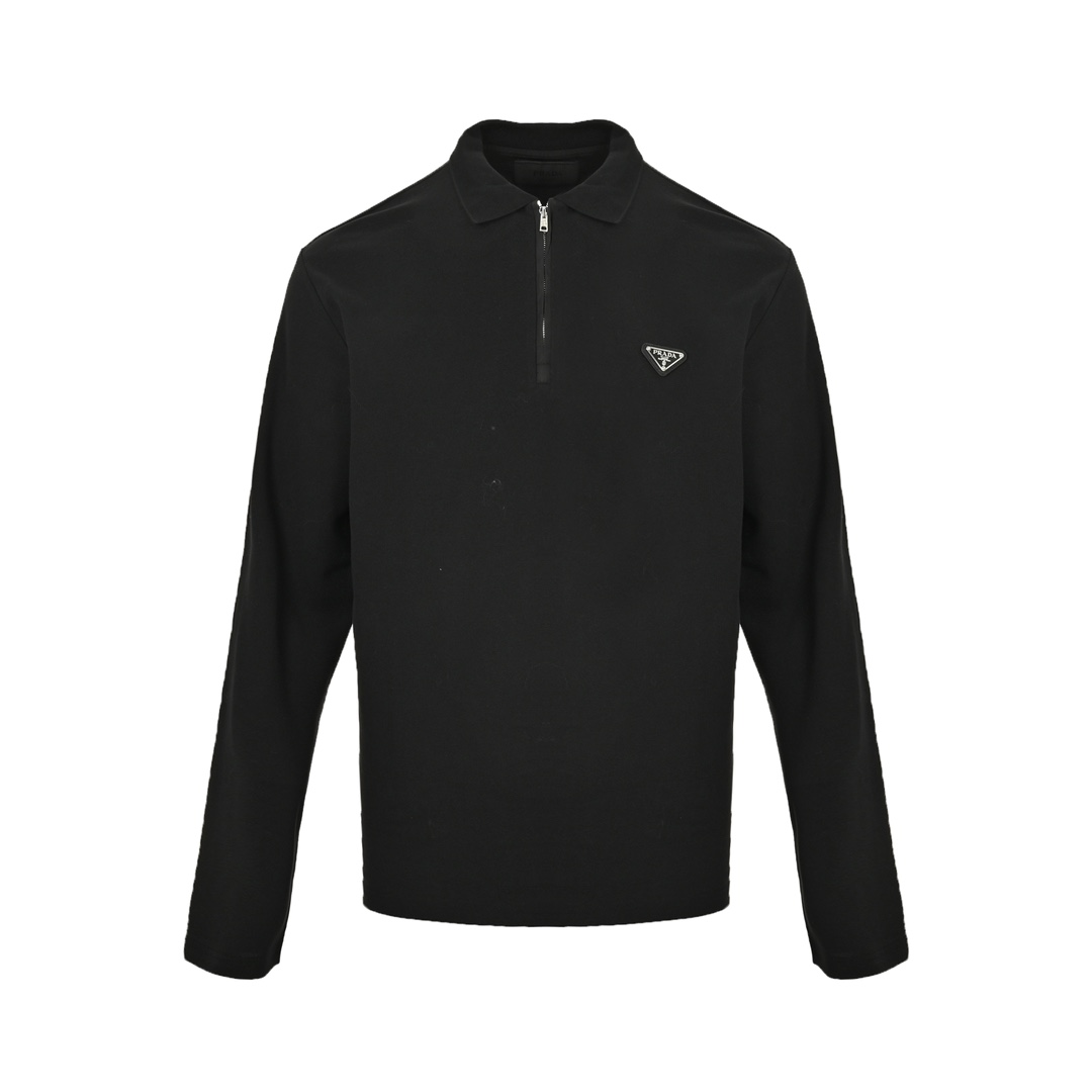 Prada 24Fw triangle logo long-sleeved polo shirt