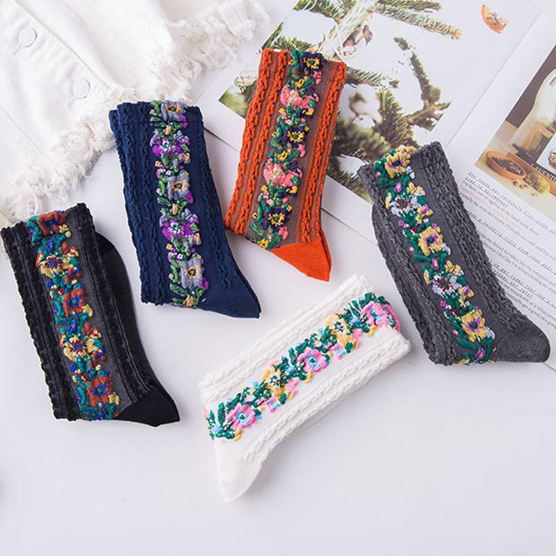 🔥Last Day 20% OFF🔥Vintage Embroidered Floral Socks