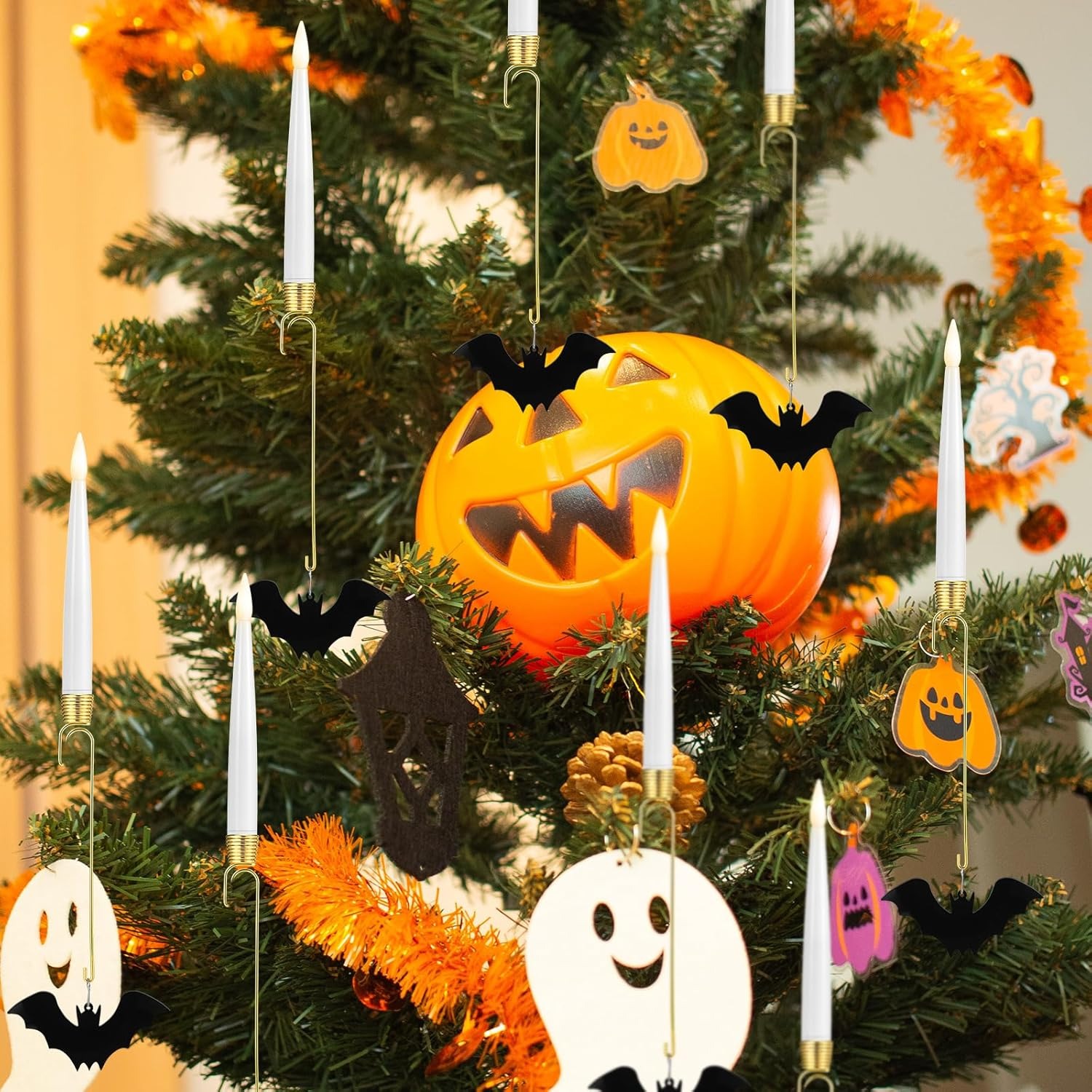 ⚡LAST DAY 50% OFF⚡Halloween Christmas Tree LED Candles with Bat Hook