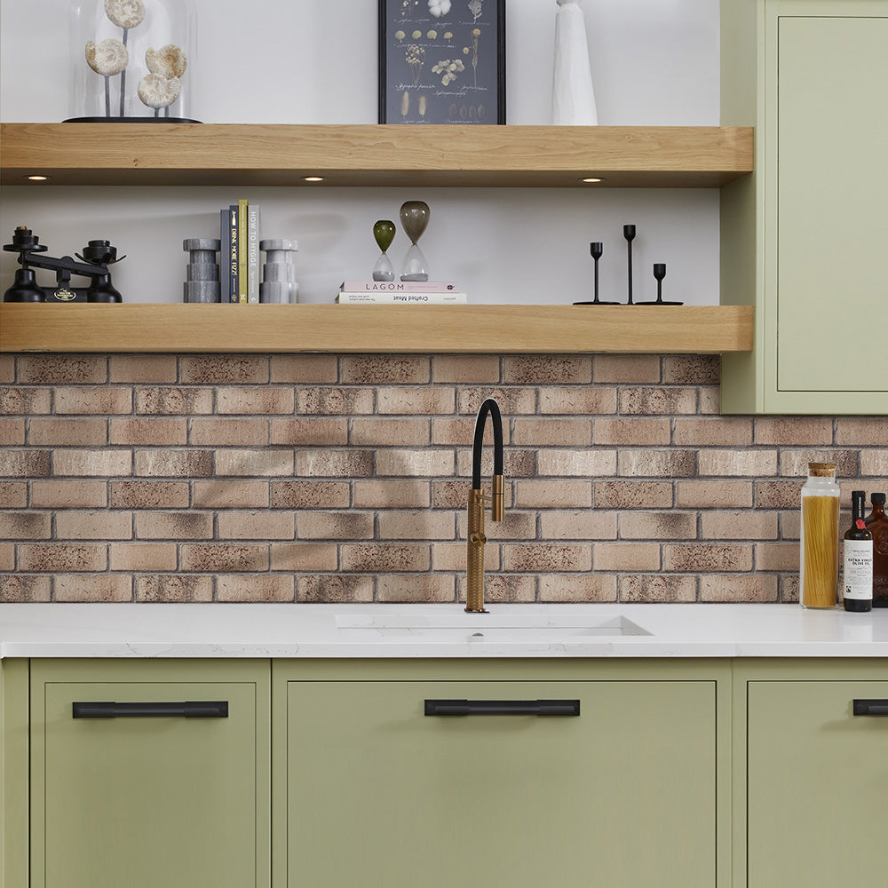 3D Coffee Brown Brick Peel and Stick Wall Tile