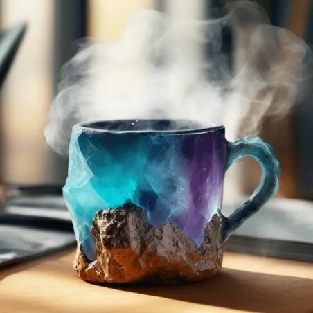 Mineral crystal coffee cup, creative design mug, luxurious decorative handicraft resin water cup.