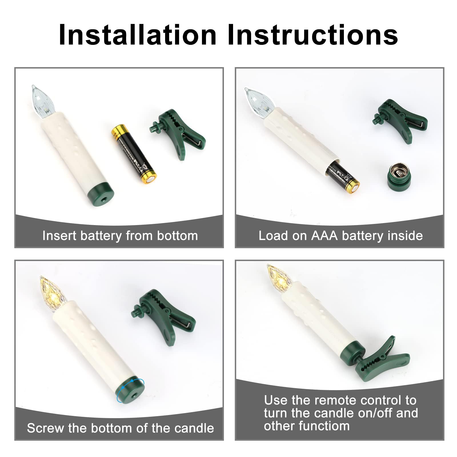 💥ON SALE💥10 Pack LED Flameless Taper Candles with Remote & Removable Clips🕯️✨