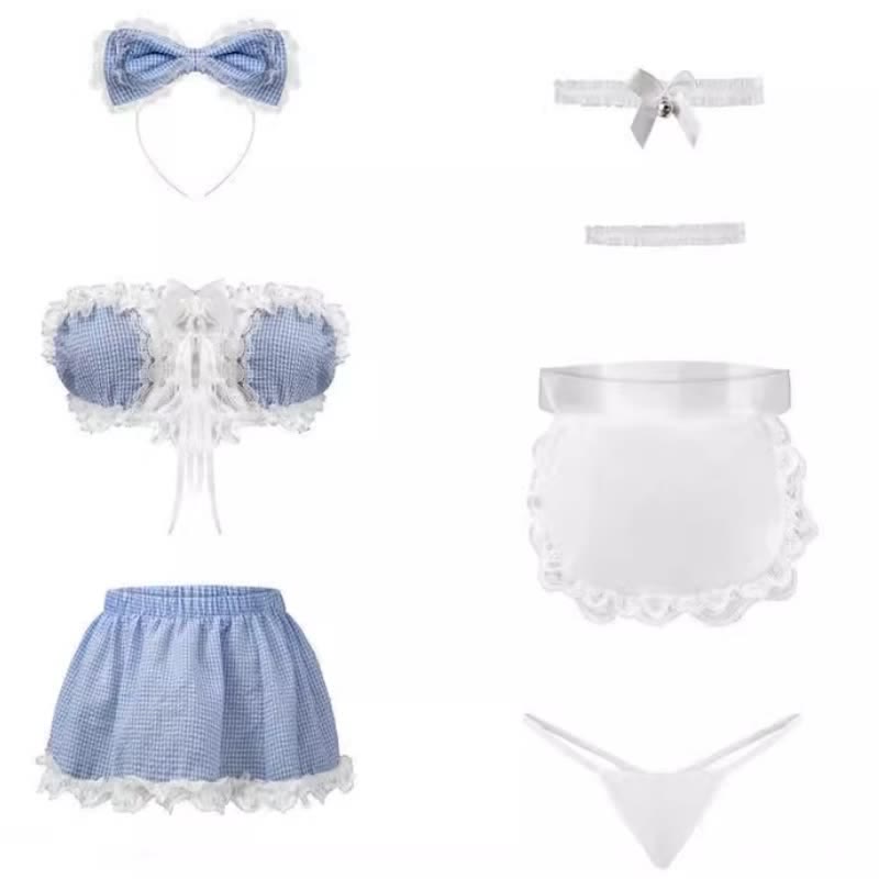 Sexy Maid Lace Bow Stockings Lingerie Dress