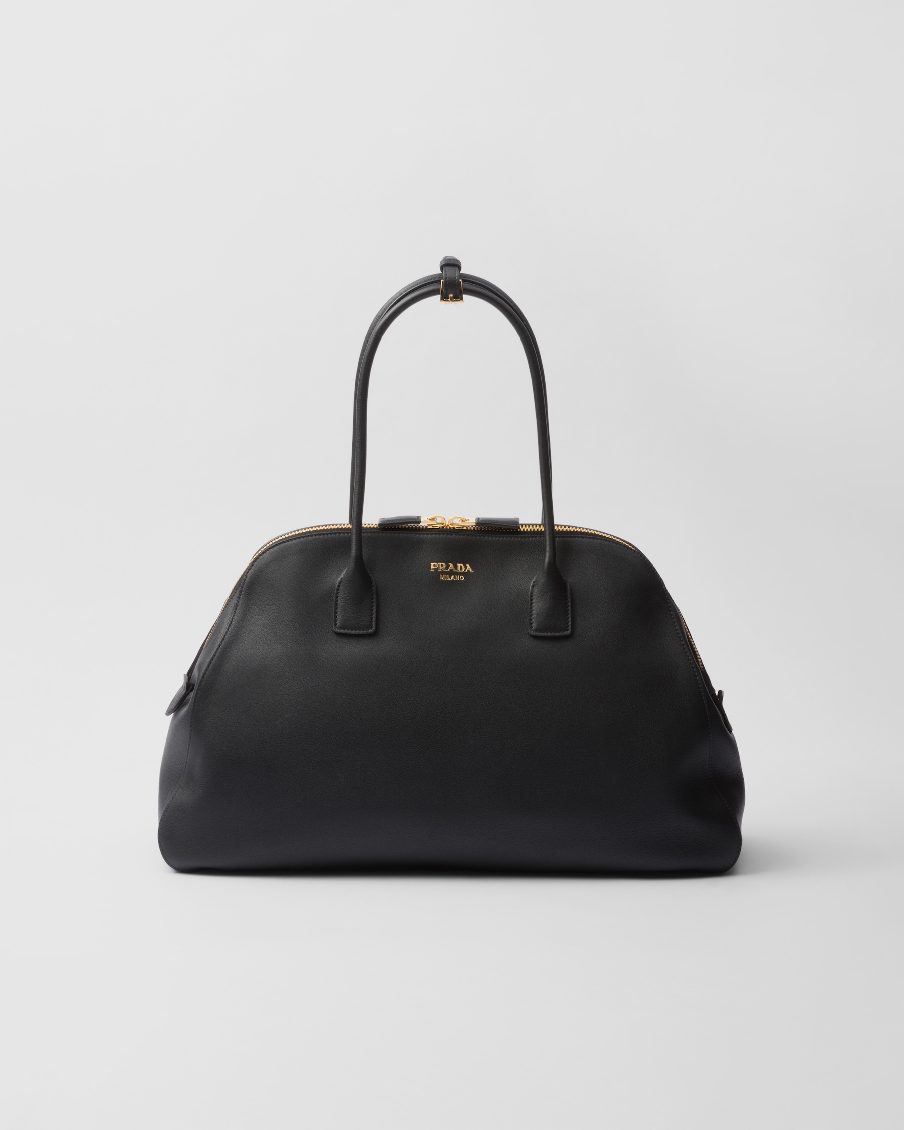 Prada large zip-top leather tote