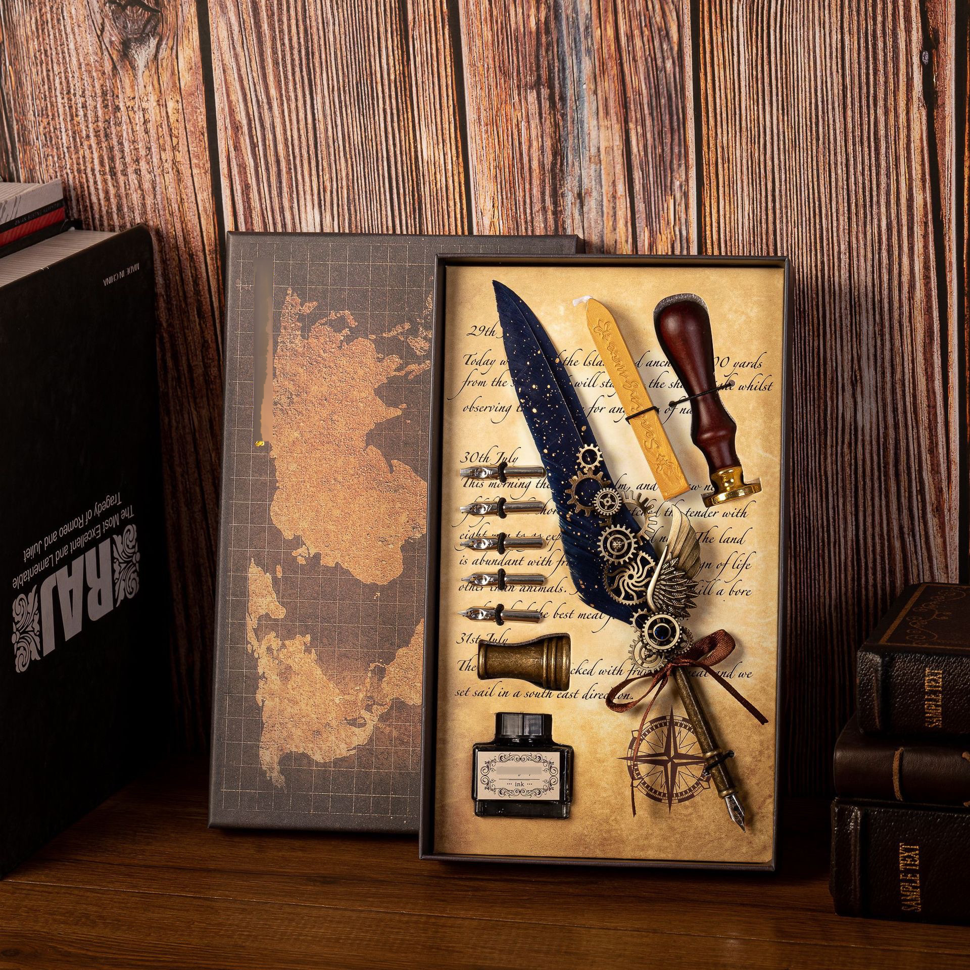 🎁Best Gift-Mechanical Gear Feather Fountain Pen Set
