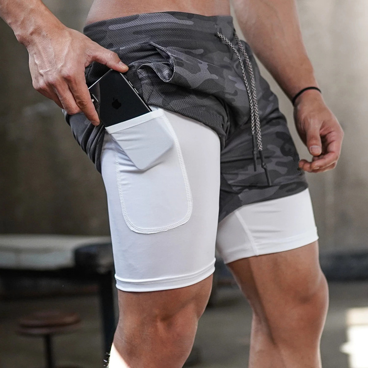 Summer sports shorts men's double-layer quick-drying breathable squat jogging casual pants basketball pants