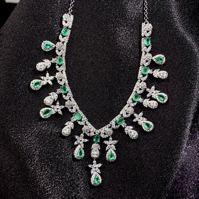 Emerald Tanzanite Silver 925 Jewelry Women's Gem Pendant 925 Sterling Silver Women's Luxury Necklace Free Christmas shipping