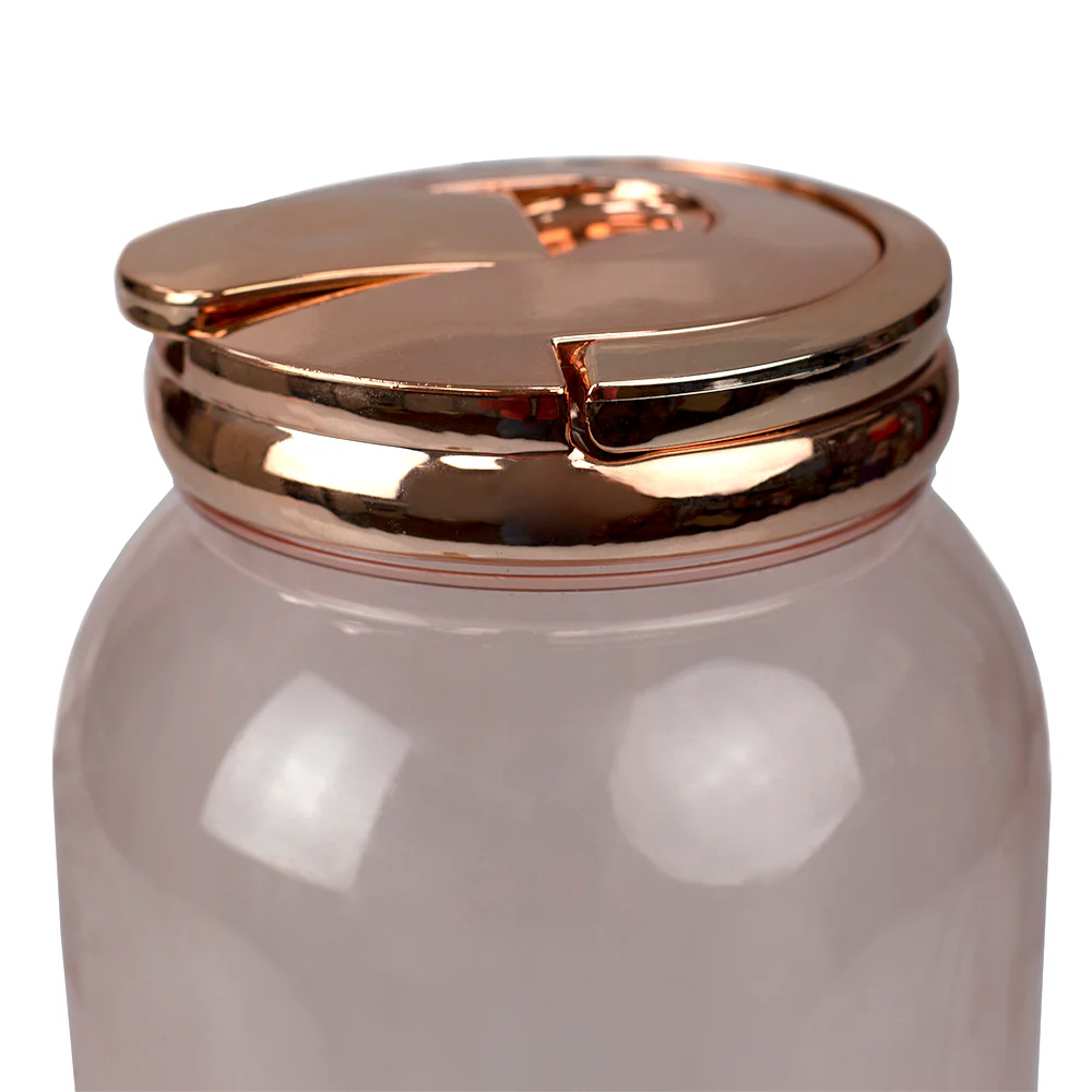 Home Basics Plastic Beverage Drink Dispenser with Carrying Lid, Rose Gold, 1 Gallon
