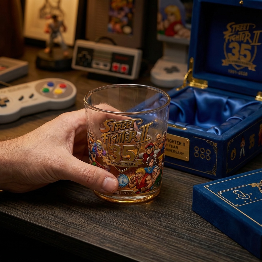 Street Fighter II 35th Anniversary Commemorative Whiskey Glass
