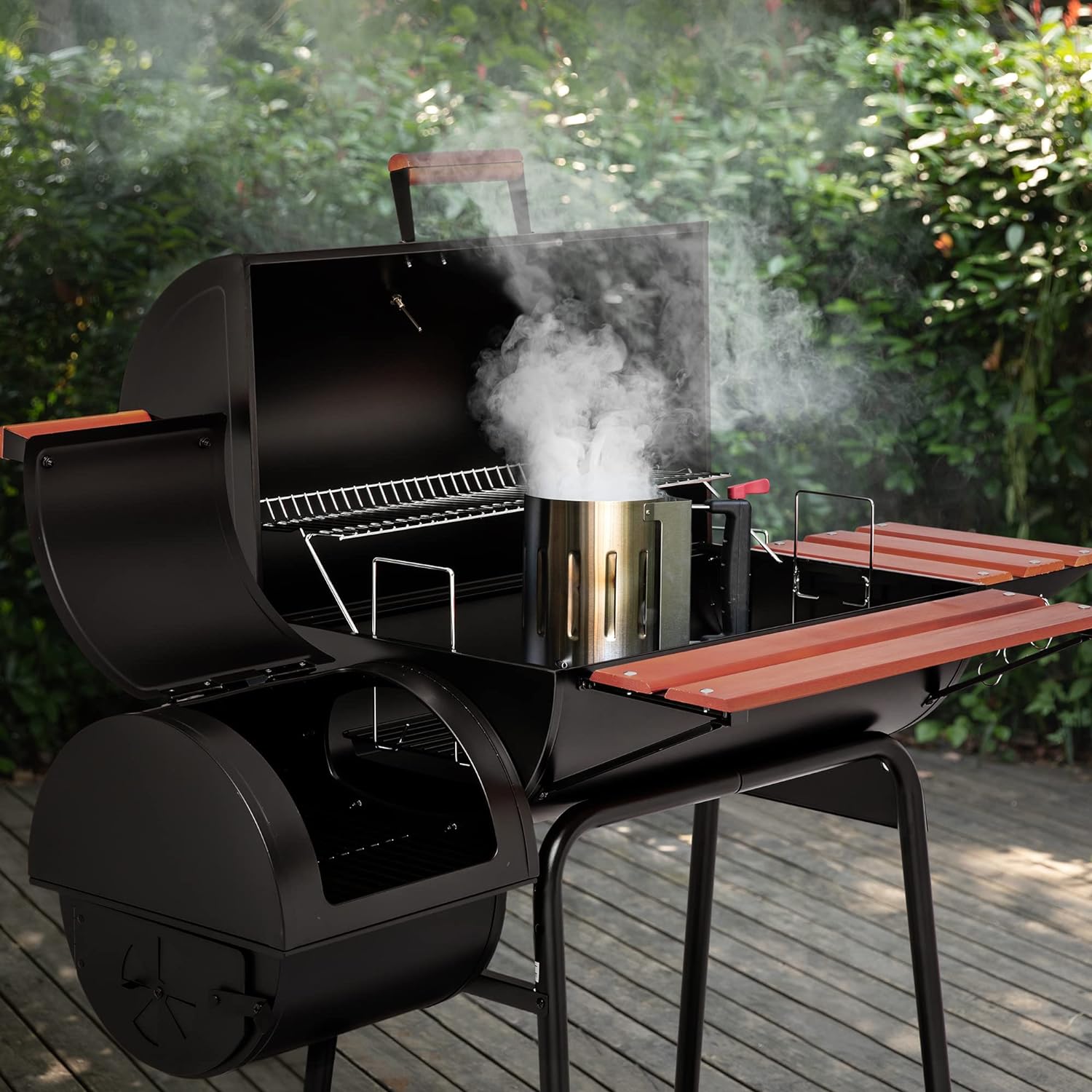 Royal Gourmet 30 Barrel Charcoal Grill with Side Table 627 Square Inches