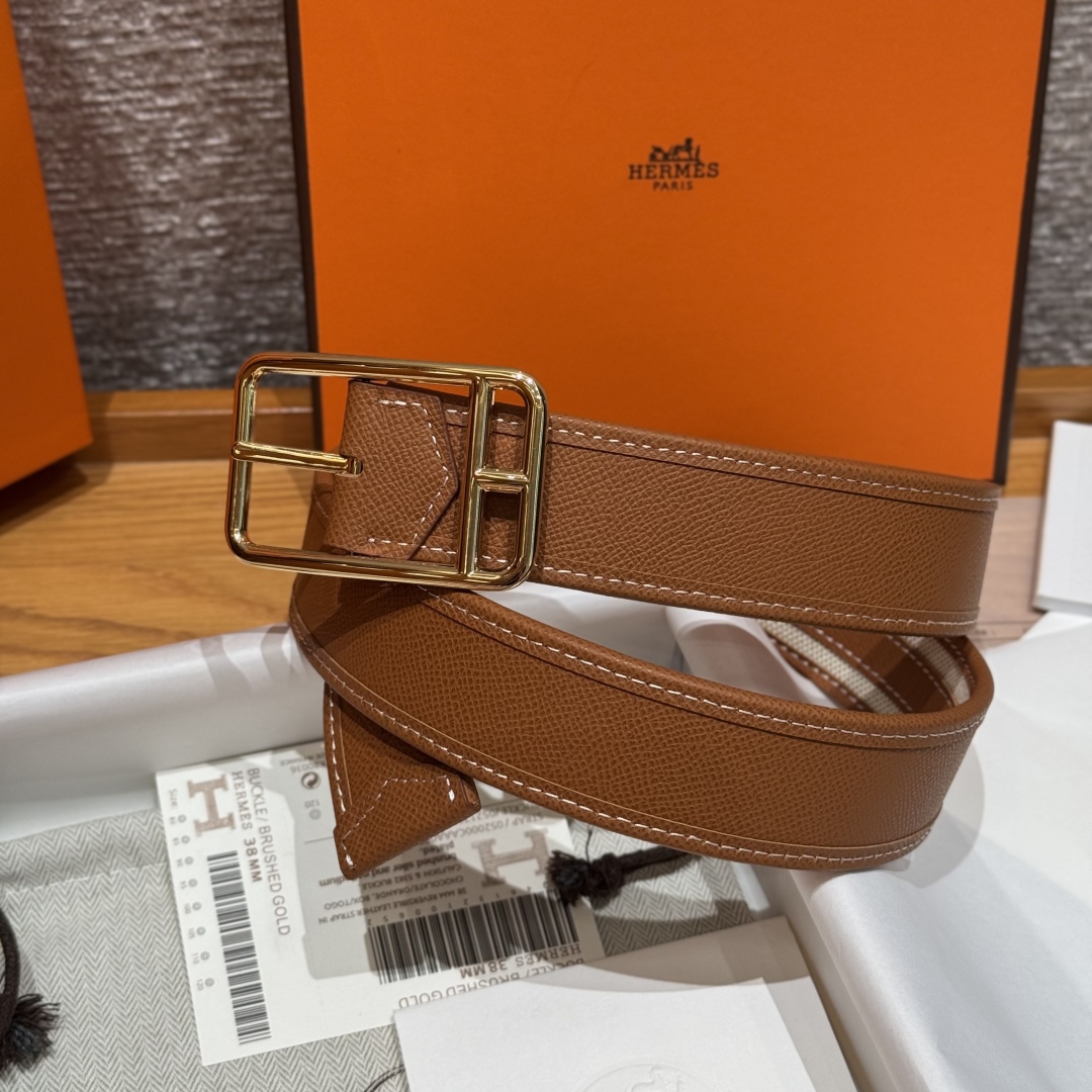 Hermès Half Cod Riviera double-faced leather belt, 3.8cm wide