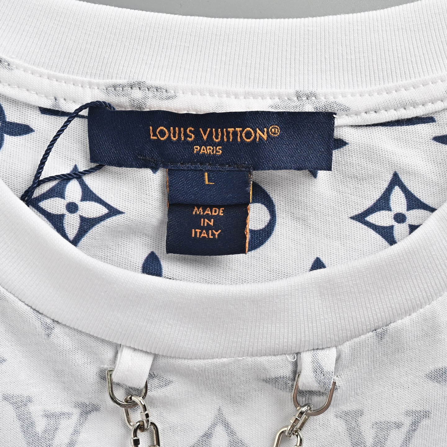 Louis Vuitton Collar Chain Full Print Round Neck Short Sleeve
